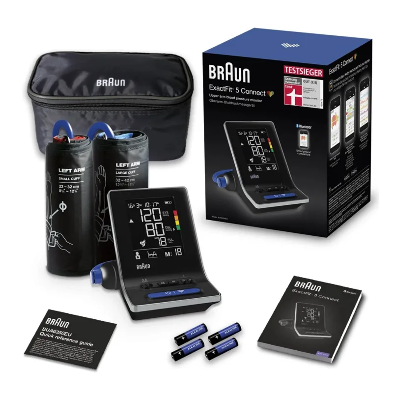 Braun Exactfit 5 Connect BUA6350, tensiometru automat pentru braț, cu bluetooth, cu 2 manșete, cu afișaj LCD — preț și oferte