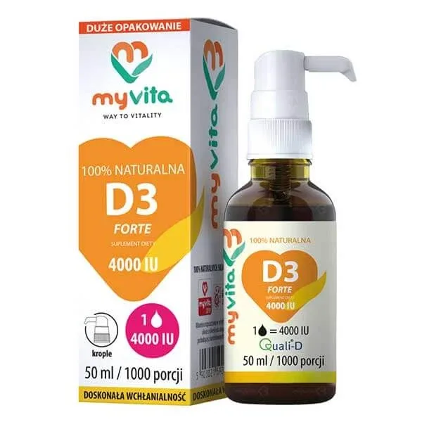MyVita Natural D3 Forte, vitamina D 4000 UI, picături 50 ml — preț și oferte
