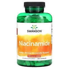 Swanson Niacinamide, niacină 500 mg, 250 capsule