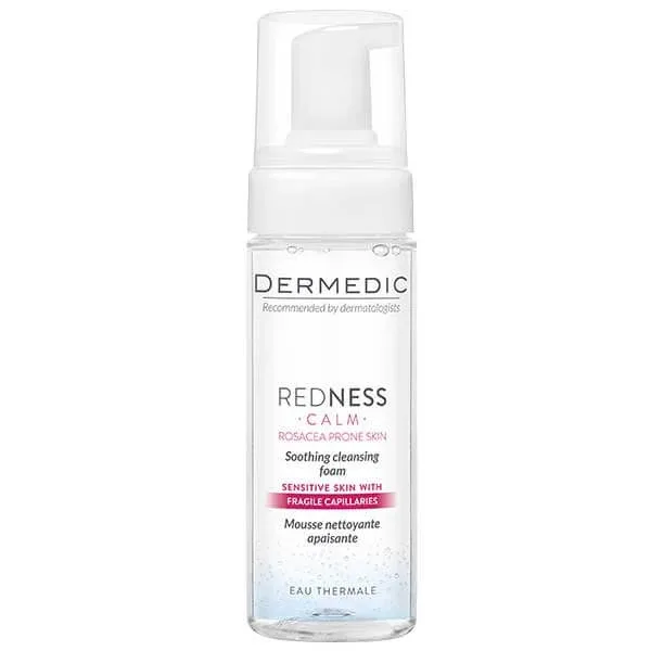 Dermedic Redness, spumă de curățare calmantă, piele vasculară cu tendință la hiper-reactivitate, eritem și rozacee, 150 ml — preț și oferte