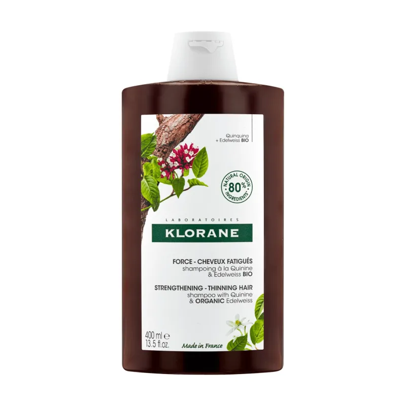Klorane, șampon cu chinină și Edelweiss organic pentru căderea părului și lipsa de vitalitate, 400 ml — preț și oferte