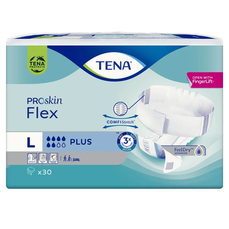 Tena Flex ProSkin, scutece, mărimea L, 83-120 cm, Plus, 30 buc — preț și oferte