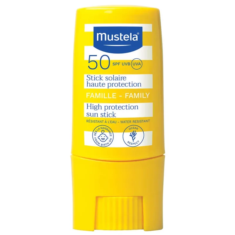 Mustela Sun Family, stick de protecție solară pentru anumite părți ale feței și corpului, de la naștere, SPF 50, 9 ml — preț și oferte