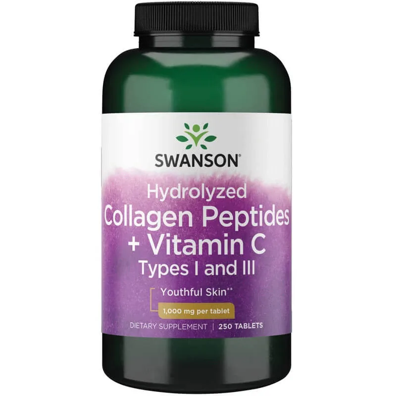 Swanson Colagen hidrolizat tipurile I și III cu vitamina C, 250 comprimate — preț și oferte