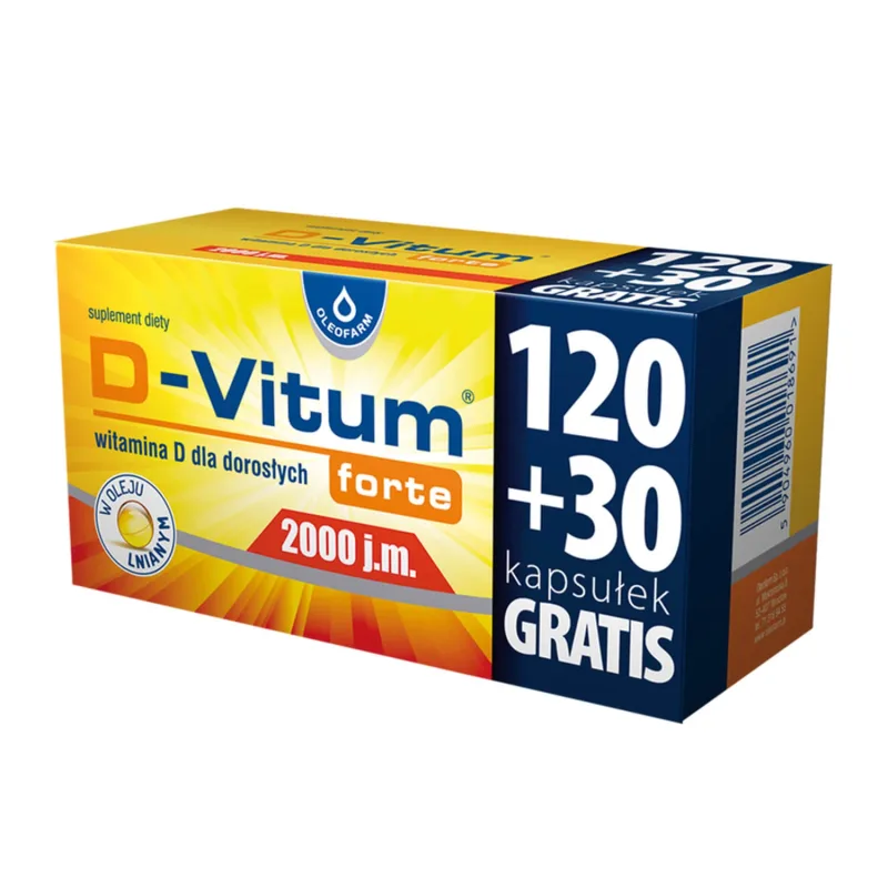 D-Vitum Forte 2000 UI, 120 capsule + 30 capsule gratuite Oleofarm — preț și oferte