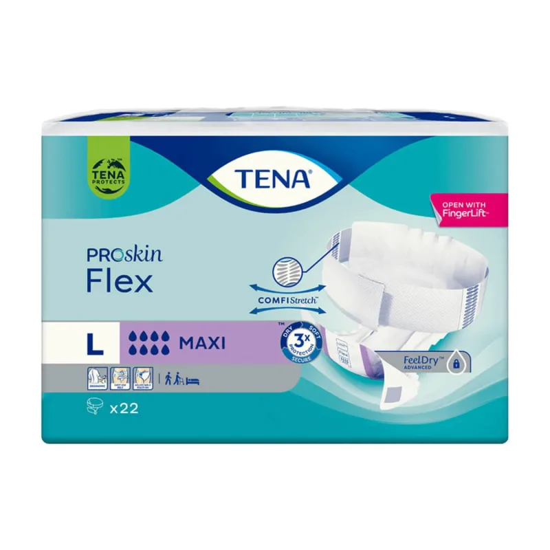 Tena Flex ProSkin Maxi scutece, mǎrimea L, 83-120 cm, 22 bucǎți, Essity — preț și oferte