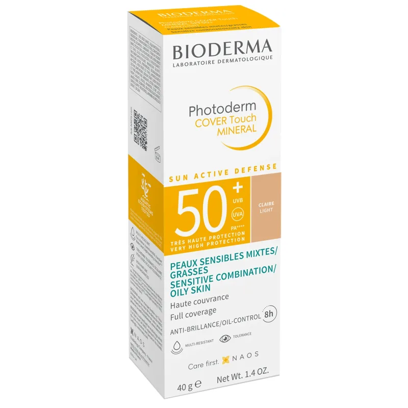 Fluid Bioderma Photoderm Cover Touch Mineral, SPF 50+, deschis, 40 g, Naos — preț și oferte