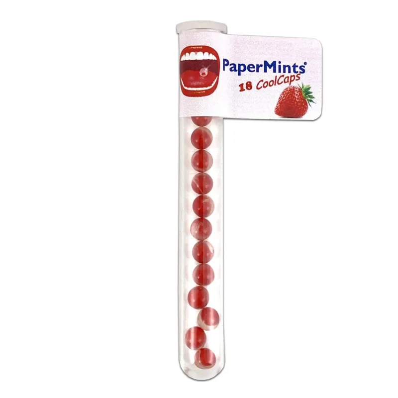 PaperMints Cool Caps, capsule pentru respirație proaspătă, fără zahăr, aromă de căpșuni, 18 bucăți — preț și oferte