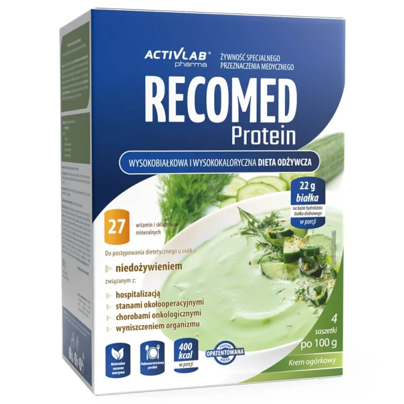 ActivLab Pharma RecoMed Protein, preparat nutritiv, cremă de castraveți, 100 g x 4 plicuri — preț și oferte
