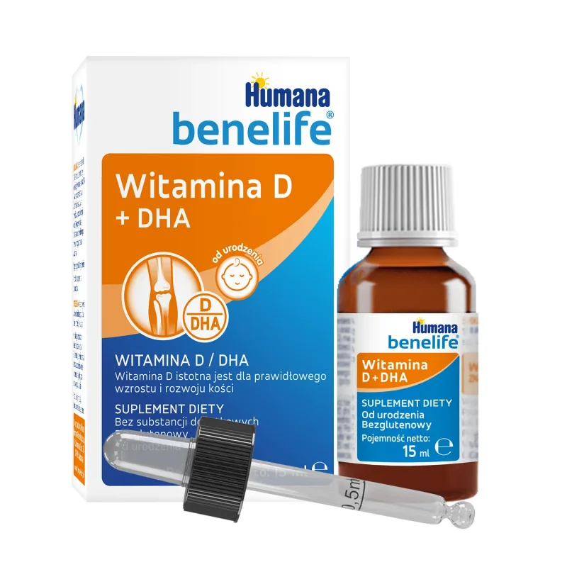 Humana Benelife Vitamina D + DHA, de la naștere, 15 ml — preț și oferte
