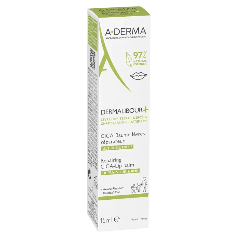 A-Derma Dermalibour+ Cica, balsam regenerant pentru buze, 15 ml — preț și oferte