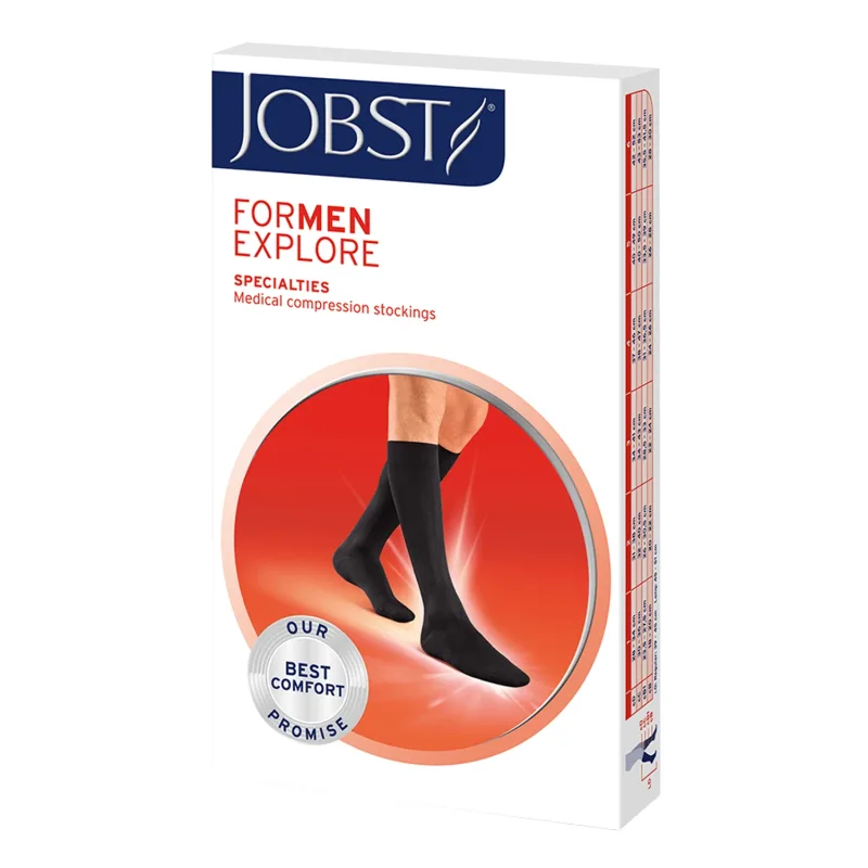 Jobst For Men Explore, șosete de compresie pentru genunchi, CCL2, vârf închis, mărimea 2, negru — preț și oferte