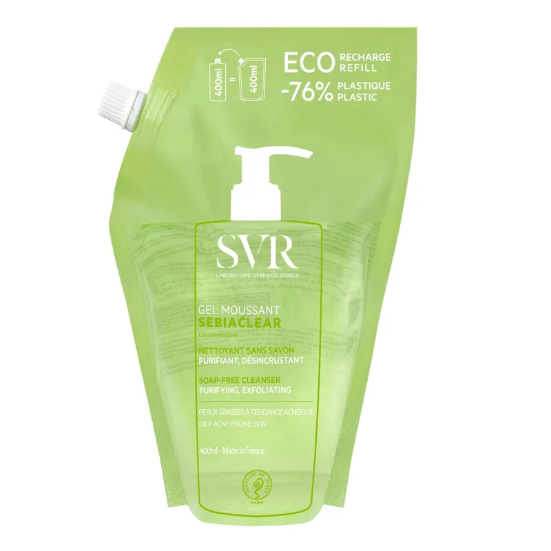 SVR Sebiaclear Gel Moussant, gel spumant fără săpun pentru curățarea porilor, reumplere, 400 ml SVR LABORATORIES — preț și oferte