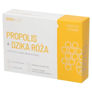 SEMA Lab Propolis + trandafir sălbatic, aromă de miere și lămâie, 24 pastiluțe