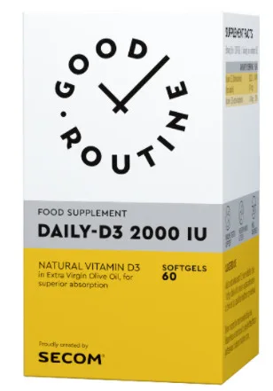 Daily D3 Good Routine, Vitamina D3 2000 UI, 60 capsule, Secom — preț și oferte