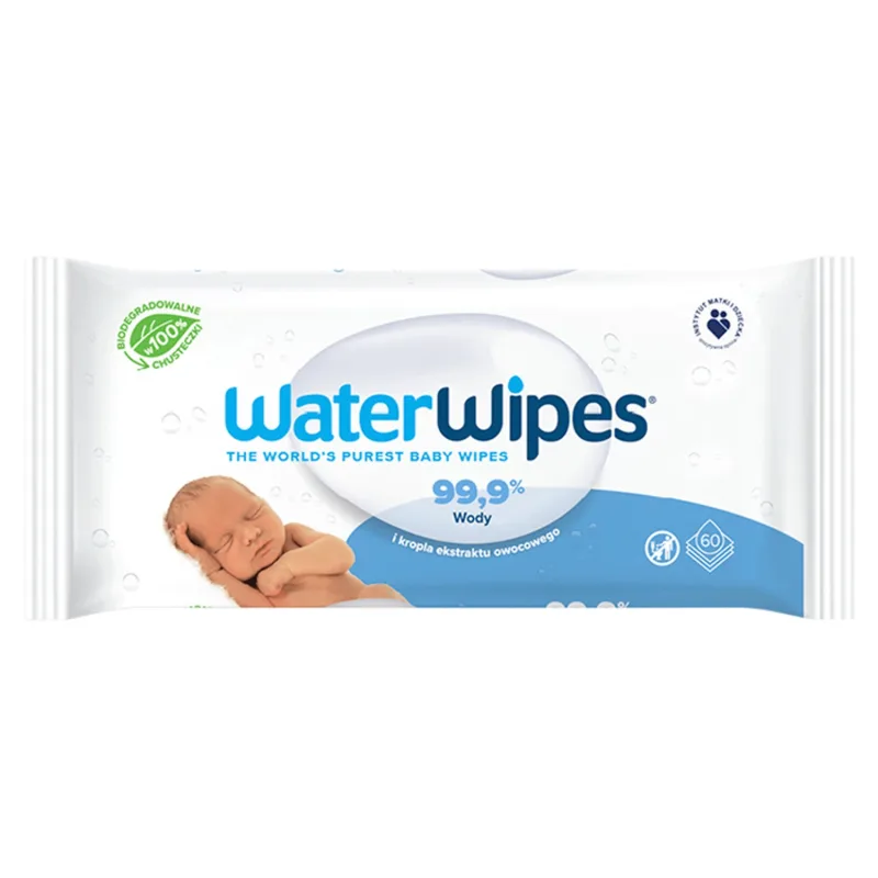 WaterWipes Bio, șervețele umede, apă, de la naștere, 60 bucăți — preț și oferte