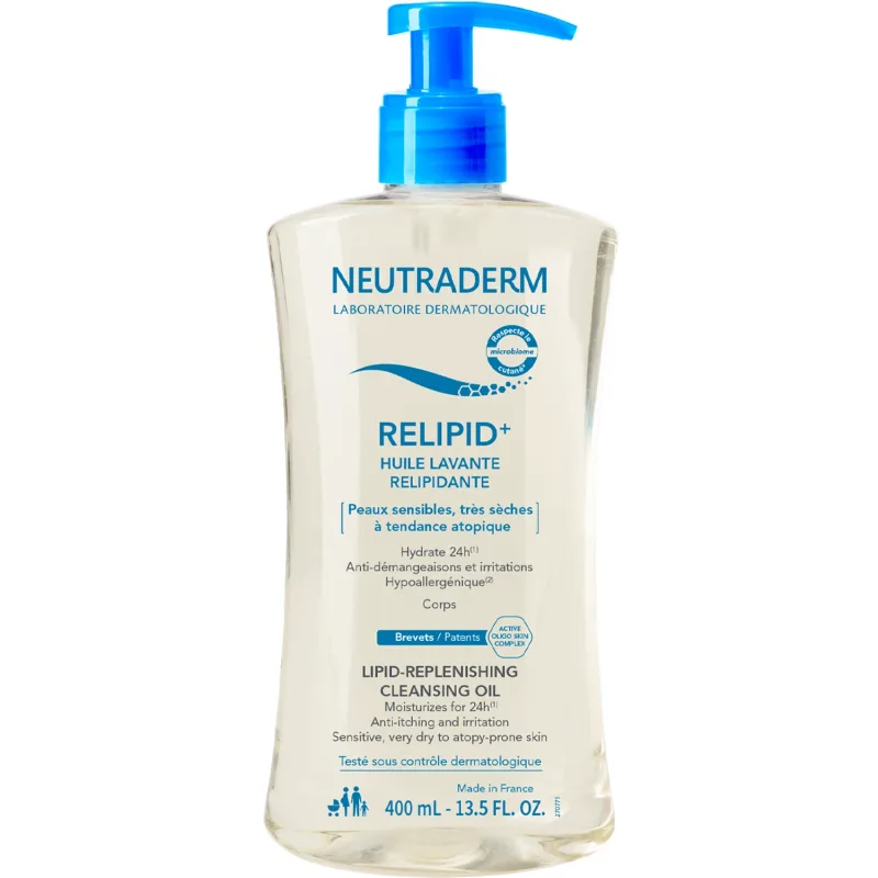 Neutraderm Relipid+, gel de duș lipidic, piele sensibilă, foarte uscată și atopică, 400 ml — preț și oferte