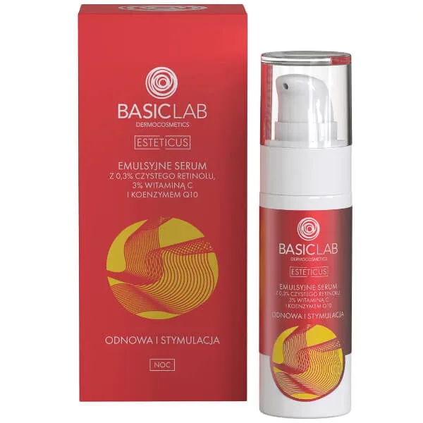 BasicLab Esteticus, ser emulsie cu retinol pur 0,3% pentru noapte, reînnoire și stimulare, 30 ml — preț și oferte