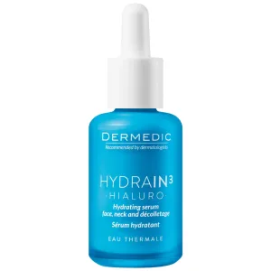 Dermedic Hydrain 3 Hialuro, ser hidratant pentru față, gât și decolteu, piele deshidratată și uscată, 30 ml