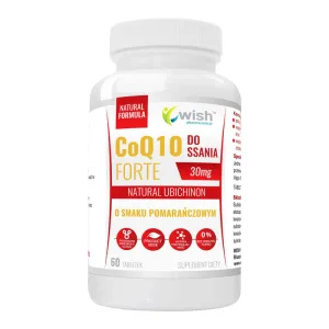 Wish CoQ10 Forte 30 mg, ubiquinonă naturală, aromă de portocale, 60 pastile
