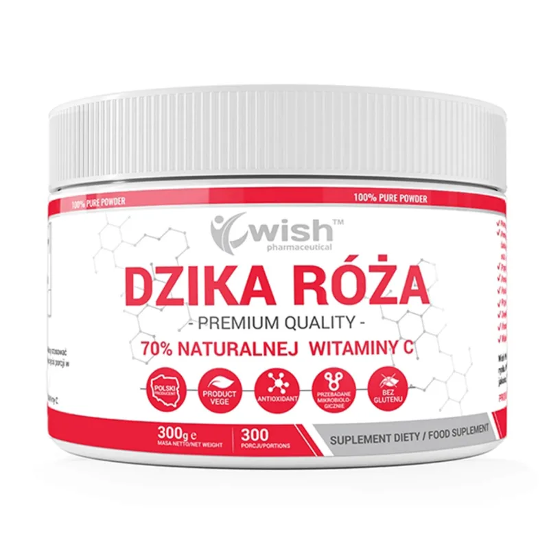 Wish Wild Rose, 70% vitamina C naturală, pulbere, 300 g — preț și oferte
