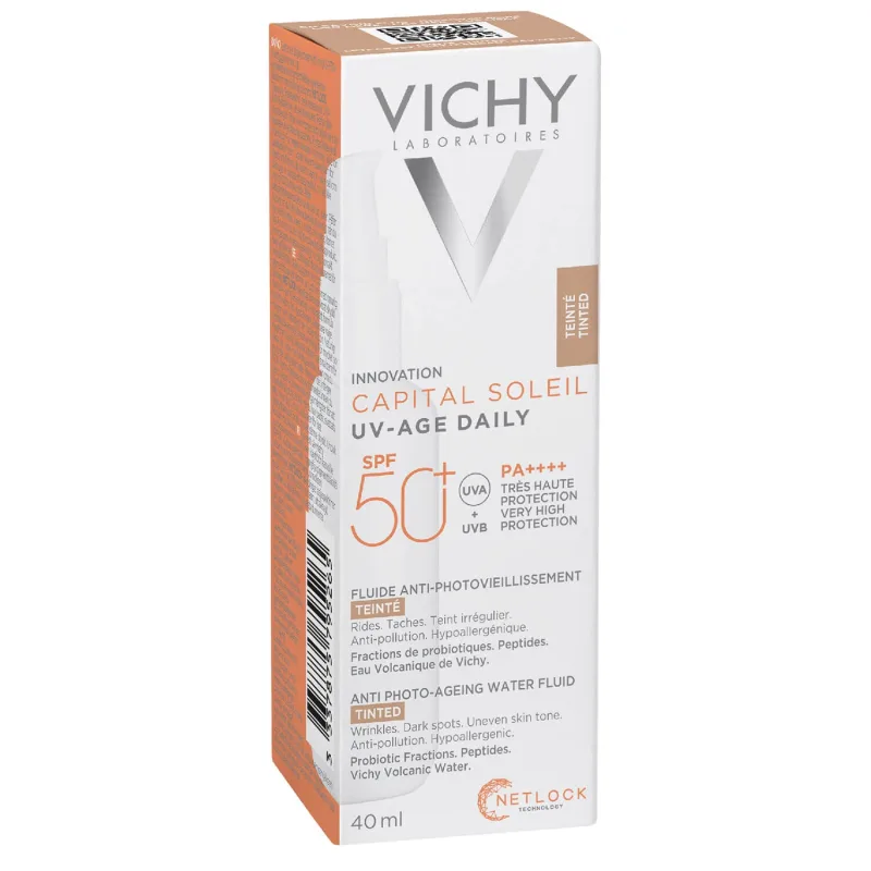 Vichy Capital Soleil UV-Age Daily, fluid antiîmbătrânire fotocolorant, SPF 50+, 40 ml — preț și oferte