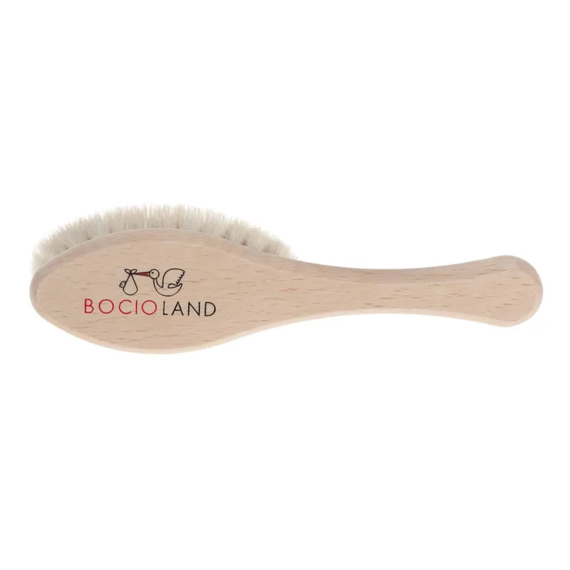 Bocioland, perie de păr din lemn, păr natural de capră, elipsă, 1 buc — preț și oferte