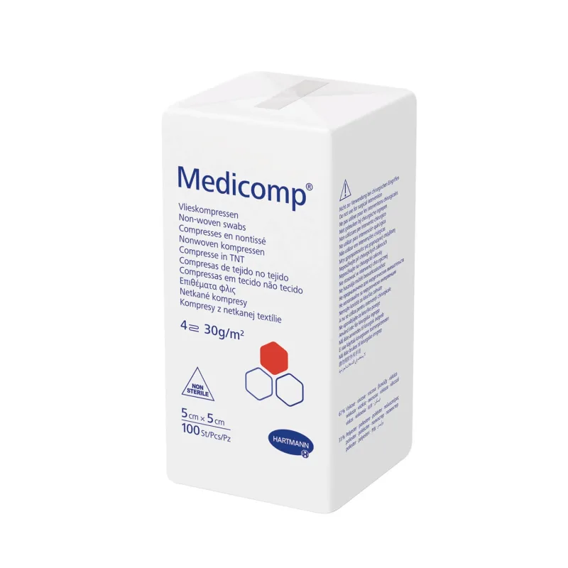 Comprese medicomp, nesterile, nețesute, 4 straturi, 30 g/m2, 5 cm x 5 cm, 100 bucăți HARTMANN — preț și oferte
