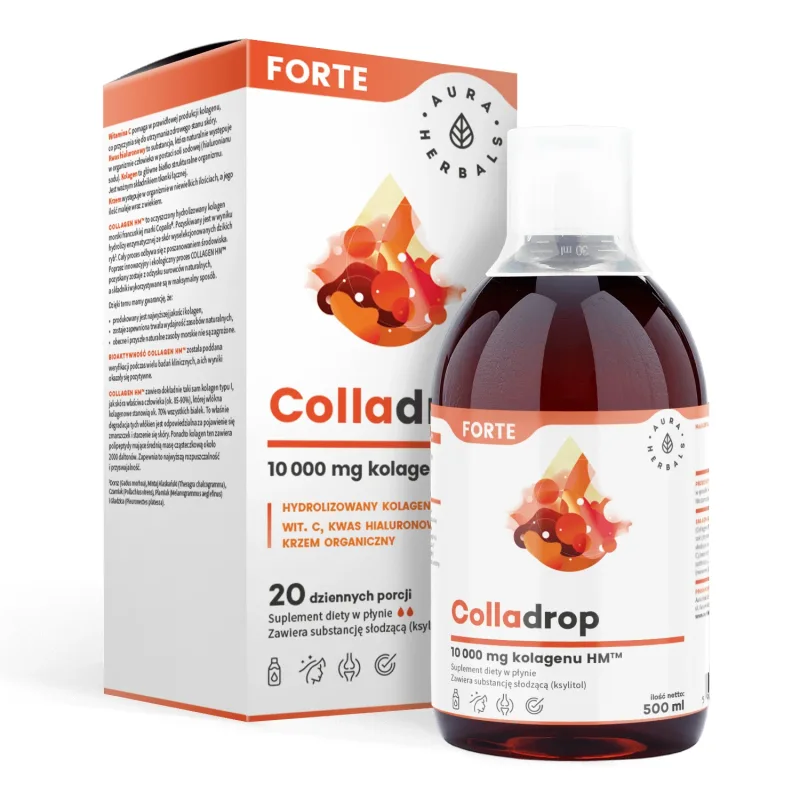 Aura Herbals Colladrop Forte, colagen marin HM 10000 mg, 500 ml — preț și oferte