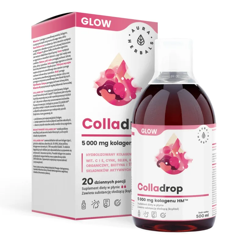 Aura Herbals Colladrop Glow, colagen marin HM 5000 mg, 500 ml — preț și oferte