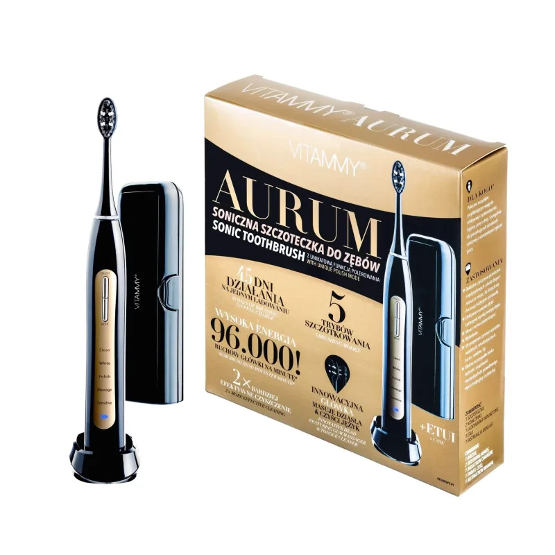 Vitammy Aurum Black, periuță de dinți sonică, negru + cutie, 1 buc — preț și oferte