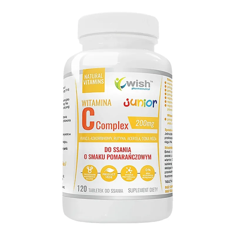 Wish Vitamin C Complex Junior, aromă de portocale, 120 pastile — preț și oferte