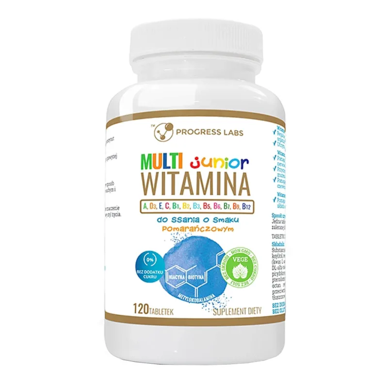 Progress Labs Multivitamin Junior, aromă de portocale, 120 pastile — preț și oferte