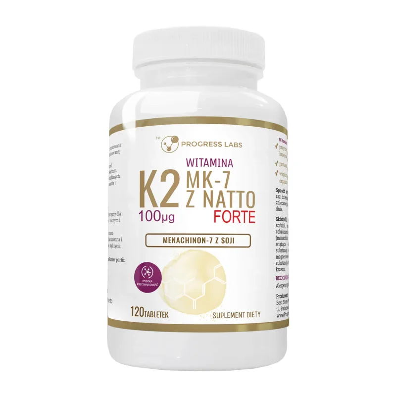 Progress Labs Vitamina K2 MK-7 cu Natto Forte 100 µg, 120 capsule — preț și oferte