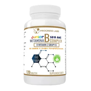 Progress Labs Vitamina B-Complex Junior 50% RWS, aromă de portocale, 120 pastile
