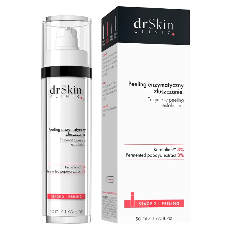 DrSkin Clinic, peeling enzimatic, Exfoliere, keratoline 3%, extract de papaya fermentat 3%, 50 ml — preț și oferte