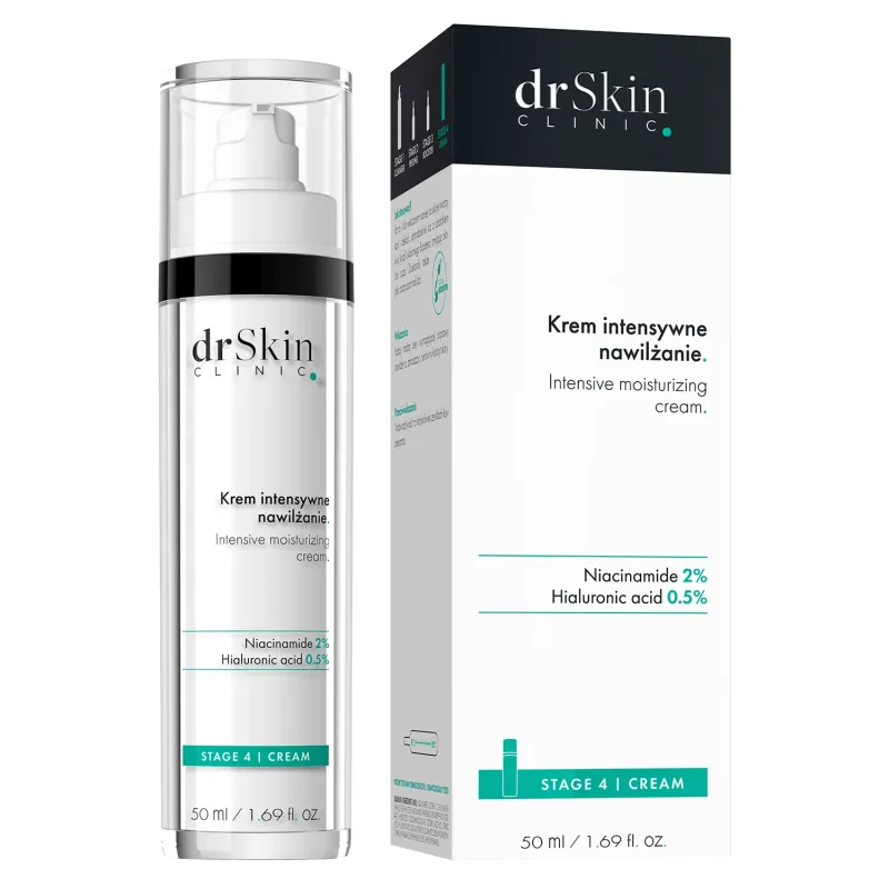 DrSkin Clinic, cremă de față, hidratare intensivă, niacinamidă 2%, acid hialuronic 0,5%, 50 ml — preț și oferte