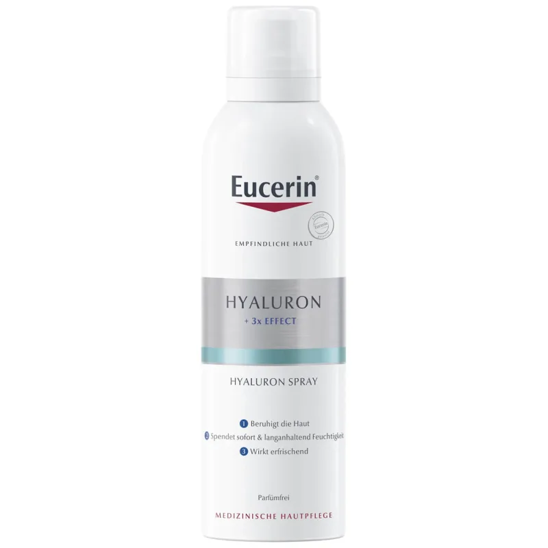 Eucerin Hyaluron + 3x Effect, ceață de față hidratantă și calmantă cu spray de acid hialuronic, 150 ml — preț și oferte