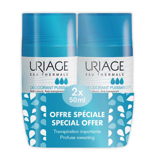 Deodorant roll-on Puissance 3, 2x 50 ml, PACHET PROMO, Uriage — preț și oferte