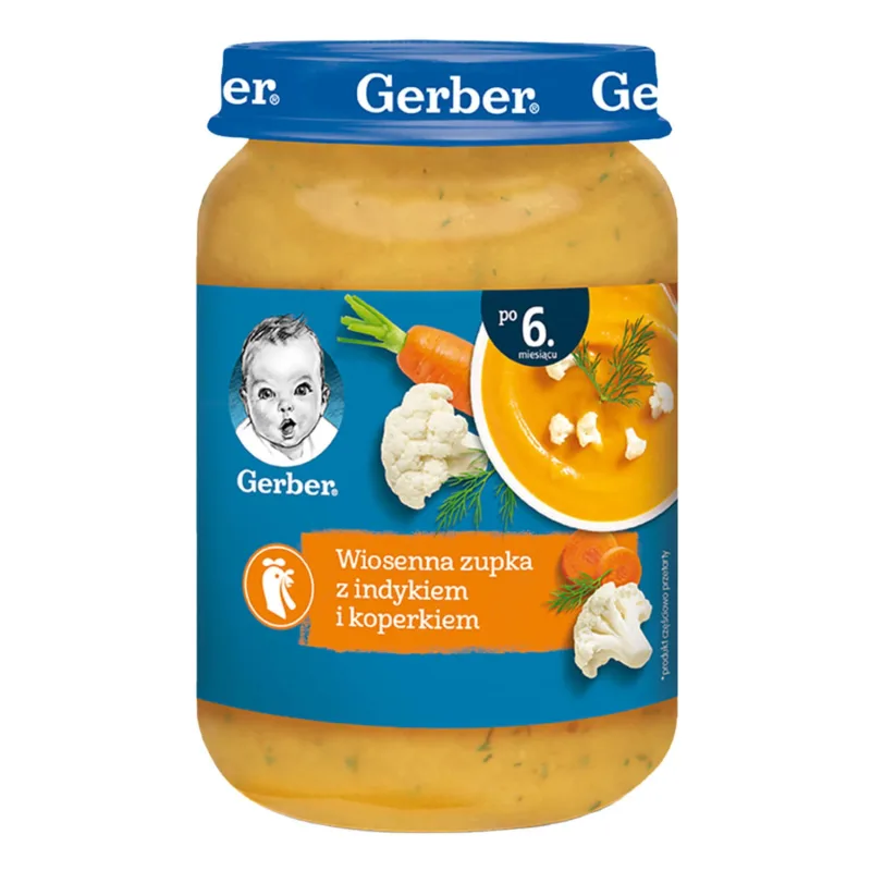 Supă Gerber, primăvară cu curcan și mărar, după 6 luni, 190 g — preț și oferte