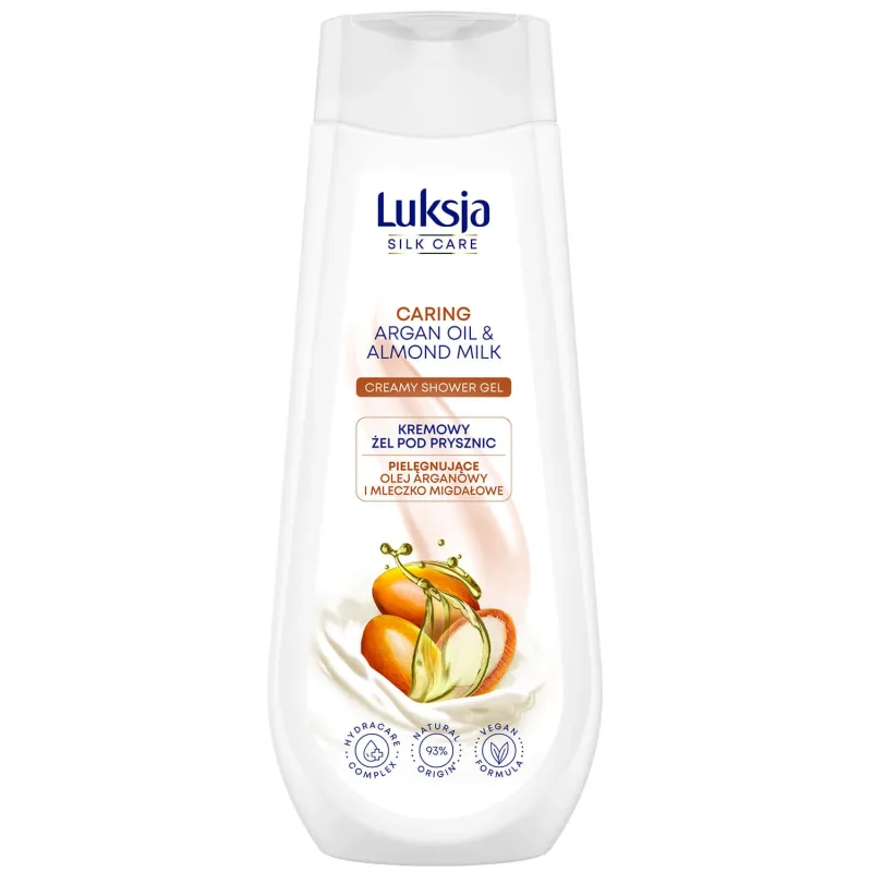 Luxja Silk Care, gel de duș cremos, îngrijire, ulei de argan și lapte de migdale, 500 ml Luksja — preț și oferte