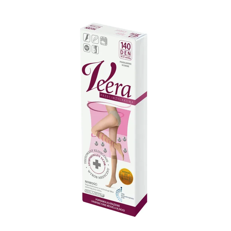 Veera Przeciwżylakowa, șosete de compresie pentru genunchi, 140 den, mărimea 3/4, visone — preț și oferte
