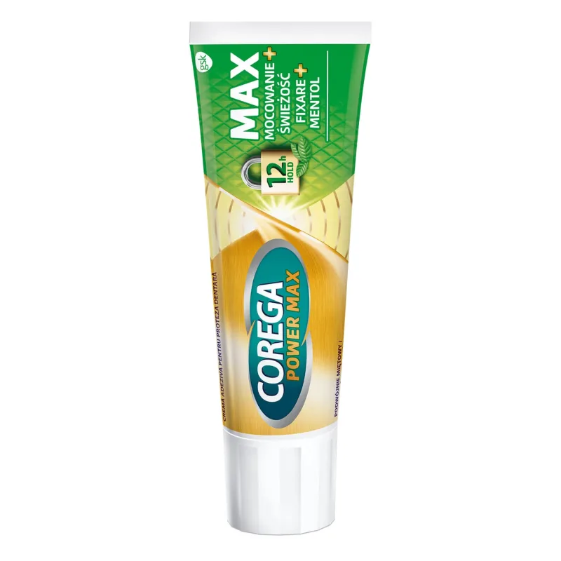 Corega Power Max Fixation + Freshness, cremă de fixare pentru proteze dentare, mentă dublă, 40 g — preț și oferte