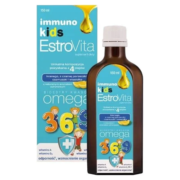 EstroVita Immuno Kids, esteri ai acizilor Omega 3-6-9, aromă de lămâie, 150 ml — preț și oferte