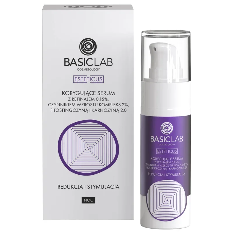 BasicLab Esteticus, ser de noapte corectiv cu retină 0,15%, reducere și stimulare, 30 ml — preț și oferte