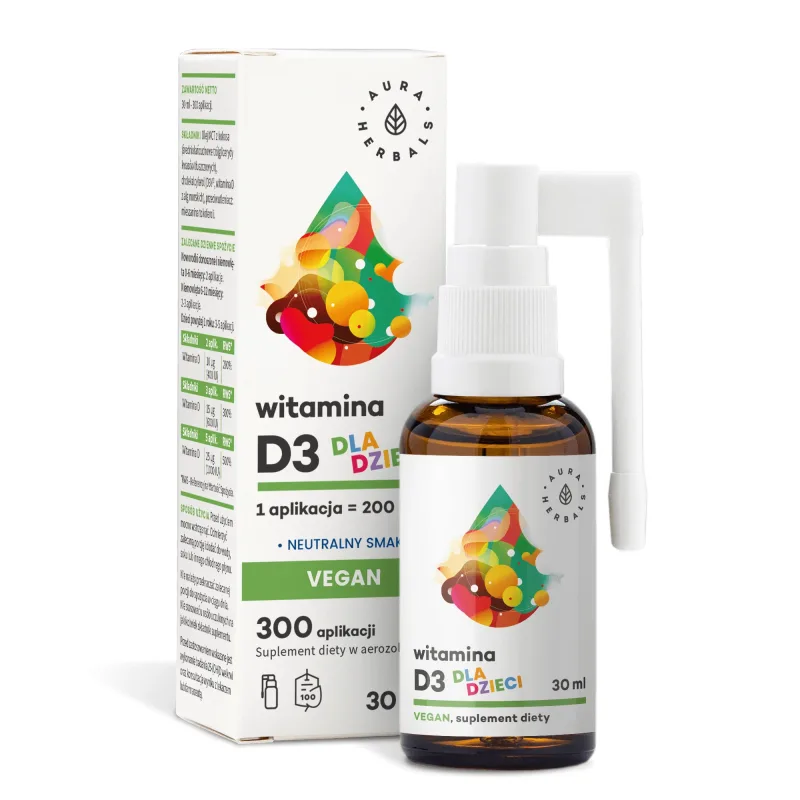Aura Herbals Vitamina D3 pentru copii Vegan, aerosol, 30 ml — preț și oferte