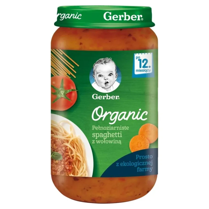 Gerber Organic Lunch, spaghete din cereale integrale cu carne de vită, după 12 luni, 250 g — preț și oferte