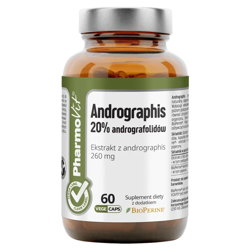 PharmoVit Andrographis, 20% andrographolide, 60 capsule vegetale — preț și oferte