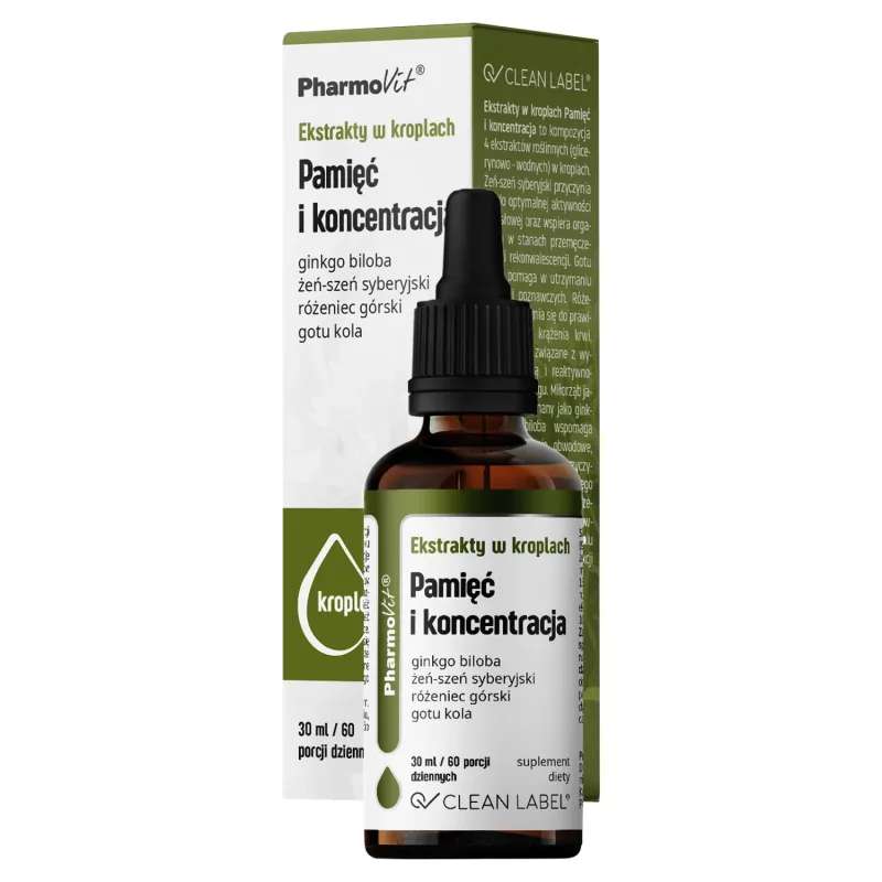Extracte PharmoVit în picături Memorie și concentrare, 30 ml — preț și oferte