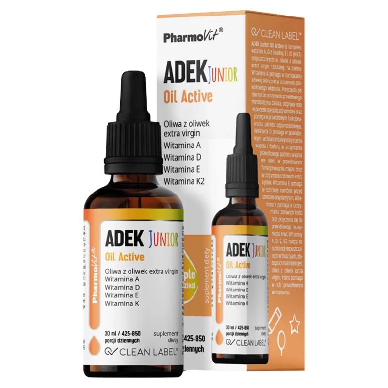 PharmoVit ADEK Junior Oil Active, picături pentru copii, 30 ml — preț și oferte